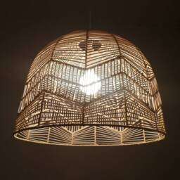 Handwoven Rattan Pendant Light, Hanging Ceiling Lamp, Wicker Lampshade Width 20'' X Height 14'' - thumbnail 2