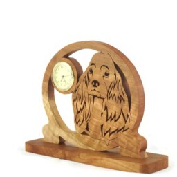 Cocker Spaniel Dog Desk Clock Handmade From Cherry Wood 1-7/16 Quartz Insert - thumbnail 2