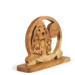 Cocker Spaniel Dog Desk Clock Handmade From Cherry Wood 1-7/16 Quartz Insert - thumbnail 3