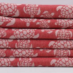 "Turtle Desing Towel, Red Towel, Handmade Towel, Turkish Towel, 40""x68" - thumbnail 2