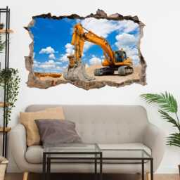 Excavator Construction Equipment Work Machine Wall Sticker Mural Decal Poster Print Art Home Office Decor Bf4 - thumbnail 2