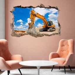 Excavator Construction Equipment Work Machine Wall Sticker Mural Decal Poster Print Art Home Office Decor Bf4 - thumbnail 3