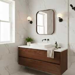 Square Solid Wood Wall Mirror, Oak Or Walnut Frame, Rustic Bathroom & Hallway Mirror - thumbnail 2