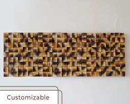King Headboard Burnt Pine Wood Floating Wall Sculpture