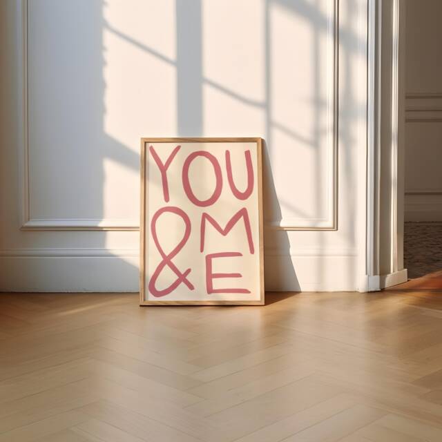 You & Me Unframed Print - Love Poster Art Prints Bedroom Couples Wedding Gifts Anniversary - image 1