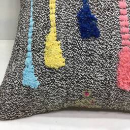 Vintage Kilim Pillow Cover, Handwoven Turkish Bohemian Cushion 20x20 - thumbnail 3