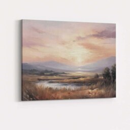 Serene Pastel Mountain Lake Sunrise Tranquil Landscape Canvas Wall Art Print Decor Picture Ready To Hang - thumbnail 4