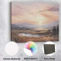 Serene Pastel Mountain Lake Sunrise Tranquil Landscape Canvas Wall Art Print Decor Picture Ready To Hang - thumbnail 2