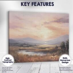 Serene Pastel Mountain Lake Sunrise Tranquil Landscape Canvas Wall Art Print Decor Picture Ready To Hang - thumbnail 1