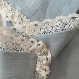 Set Of 3 Shabby Chic Washed 100% Linen Bedding, Duvet Cover With Pillowcases White/Off Beige - thumbnail 4