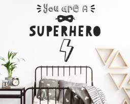 Superhero Wall Decal - Nursery Sticker, Bedroom Decor, Kids Boys Room Quote, Sign - thumbnail 1