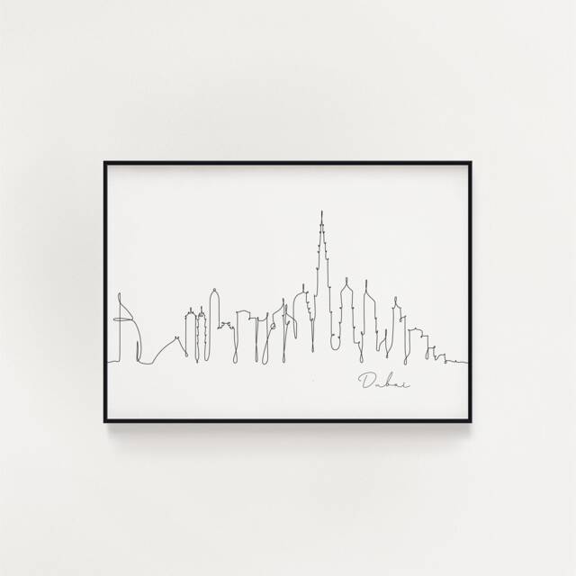 Dubai Skyline Print, Line Art, Poster, Minimalist Wall City Skyscraper Fine Art Nordic Home Decor, Landmark - image 1