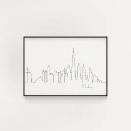 Dubai Skyline Print, Line Art, Poster, Minimalist Wall City Skyscraper Fine Art Nordic Home Decor, Landmark - thumbnail 1