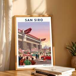 San Siro Milan Football Stadium Poster - Italy Wall Art Print Italian Illustration Arena For & Soccer Fans Gift Decor - thumbnail 3