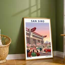 San Siro Milan Football Stadium Poster - Italy Wall Art Print Italian Illustration Arena For & Soccer Fans Gift Decor - thumbnail 2