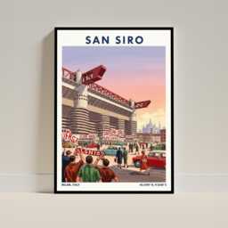 San Siro Milan Football Stadium Poster - Italy Wall Art Print Italian Illustration Arena For & Soccer Fans Gift Decor - thumbnail 1
