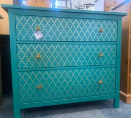 Large Chest Of Drawers Arabian Painted Bespoke Moroccan Geometric Bee Elephant Handles Stencilled - thumbnail 1