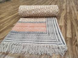 Hand Block Printed Cotton Dhurrie Rug Aztec Area Living Room Rug - thumbnail 1