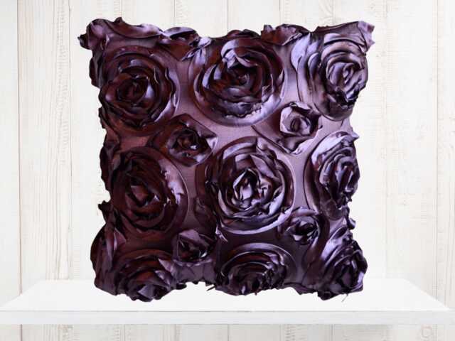 Textured Rose Pillow Cover - Purple Floral Fabric, Modern Throw - image 1