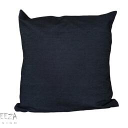 Embroidered Pink Tulips Pillow Cover Handmade Eco-Friendly Cotton Graphite Denim - thumbnail 2