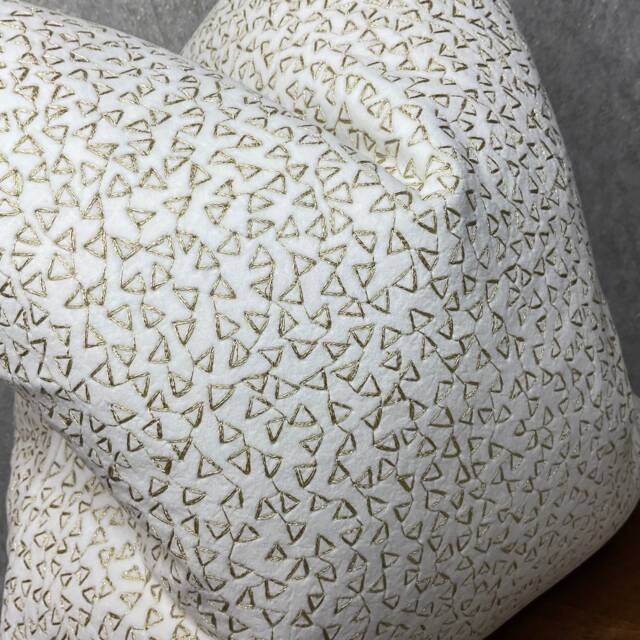 Luxury White - Gold Cushion Pillow Cover Double Sided New Home Decor Velvet Designer Fabric Gold Triangle Design Geometric - image 1