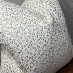 Luxury White - Gold Cushion Pillow Cover Double Sided New Home Decor Velvet Designer Fabric Gold Triangle Design Geometric - thumbnail 1