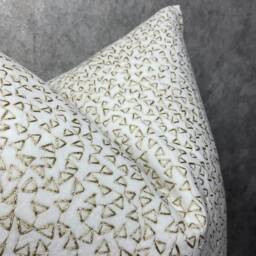 Luxury White - Gold Cushion Pillow Cover Double Sided New Home Decor Velvet Designer Fabric Gold Triangle Design Geometric - thumbnail 2