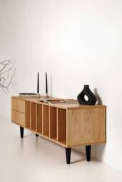 "Vinyl Record Cabinet Oak ""Marigold" - thumbnail 1