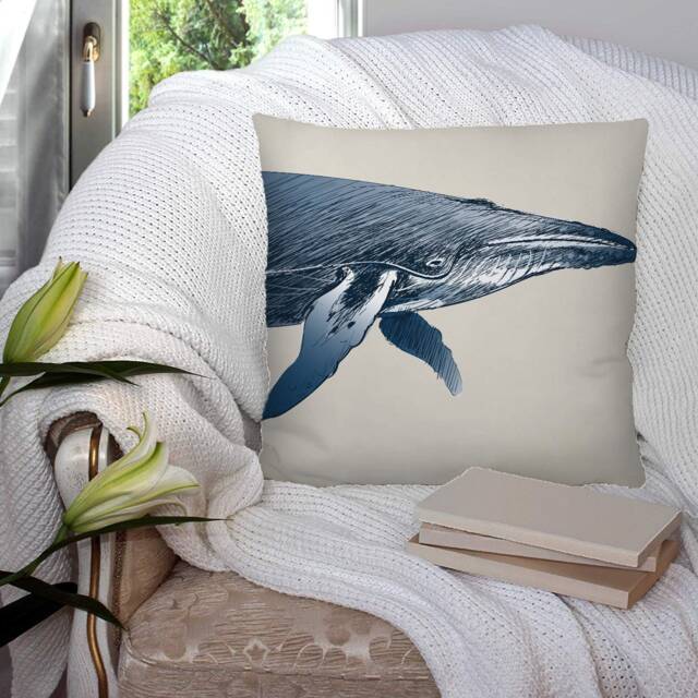 Whale Sea Ocean Big Fish - Bright Colourful Super Soft Decorative Pillow Throw Cushion, Case Cover Or With Filling Luxury Velvet