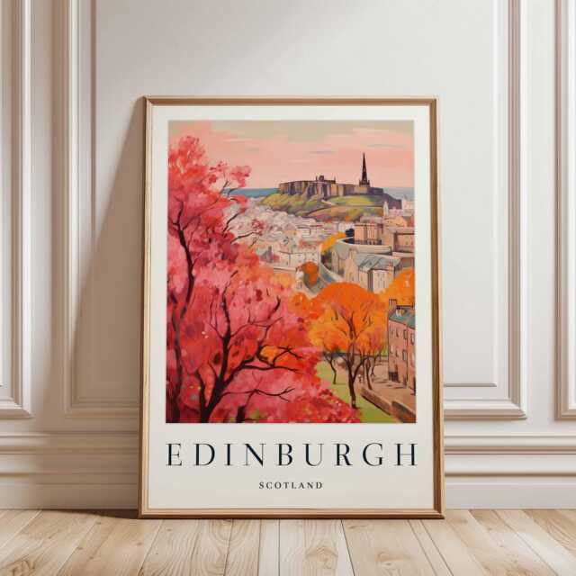 Edinburgh Scotland Travel Poster Cityscape Wall Art - image 1