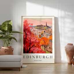 Edinburgh Scotland Travel Poster Cityscape Wall Art - thumbnail 2