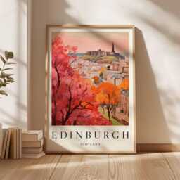 Edinburgh Scotland Travel Poster Cityscape Wall Art - thumbnail 3