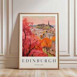 Edinburgh Scotland Travel Poster Cityscape Wall Art - thumbnail 1