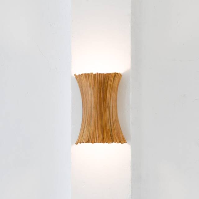 Sculptural Rattan Wall Sconce Mid-Century Modern, Half Lamp, Handcrafted, Natural - image 1