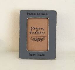 Best Buddies Friends Gift Brothers Personalized Picture Frame in Vintage Gray/Rustic Wood - Flowers December Design Studio - thumbnail 1