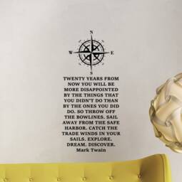 Mark Twain Quote Wall Decal Twenty Years From Now Explore Dream Discover Decor Compass Poster Gifts School Sign Vinyl Sticker Art 9H58 - thumbnail 1