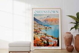 Queenstown Poster, New Zealand Travel Print, Wall Art Print - thumbnail 1