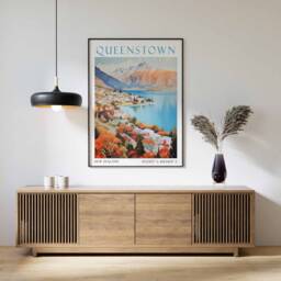 Queenstown Poster, New Zealand Travel Print, Wall Art Print - thumbnail 2