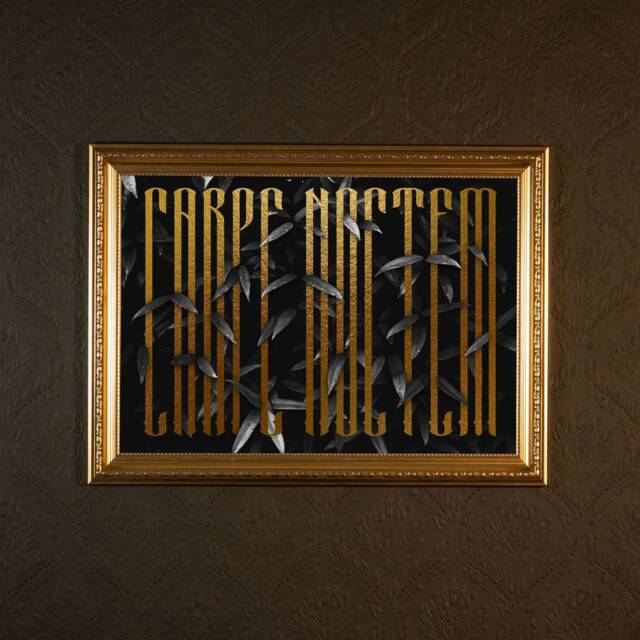 Carpe Noctem Black & Gold Print - Crossbones Floral Gothic Art Home Macabre Gallery Wall - image 1