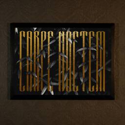 Carpe Noctem Black & Gold Print - Crossbones Floral Gothic Art Home Macabre Gallery Wall - thumbnail 2