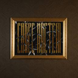 Carpe Noctem Black & Gold Print - Crossbones Floral Gothic Art Home Macabre Gallery Wall - thumbnail 1