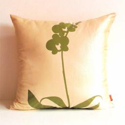 Cream Yellow Orchid Pillow 17 Inches Square - thumbnail 2