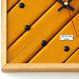 Wooden Wall Clock - New 25cm Vintage Handmade Mid Century Style Yellow Gift Off The Clocks - thumbnail 4