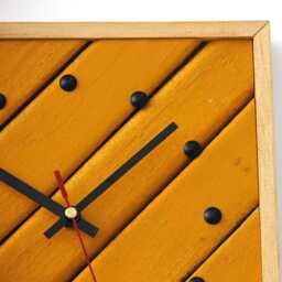Wooden Wall Clock - New 25cm Vintage Handmade Mid Century Style Yellow Gift Off The Clocks - thumbnail 3