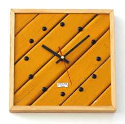Wooden Wall Clock - New 25cm Vintage Handmade Mid Century Style Yellow Gift Off The Clocks - thumbnail 1