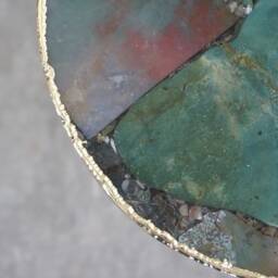 Green Agate Drink Table Gold Plated Edge, Single Leg Stand - thumbnail 4