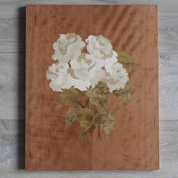 Wooden Picture Inlay Roses, Wood Mosaic, Marquetry, Flowers Wall Decor - thumbnail 2