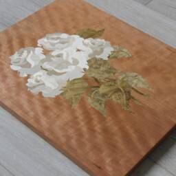 Wooden Picture Inlay Roses, Wood Mosaic, Marquetry, Flowers Wall Decor - thumbnail 3