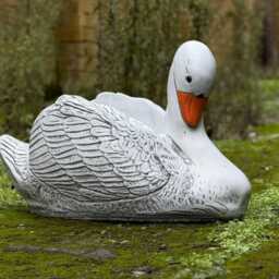 Stone Swan Statue Elegant Garden Sculpture Unique Marble Figurine Concrete Bird Decoration Swan Lover Gift Lawn Ornament Yard Art - thumbnail 2