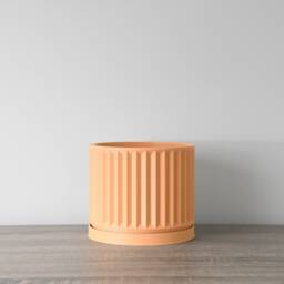 "Classical Planter With Drainage & Saucer in Orange Sherbet, Unique 3D-Printed Plant Pot, Small To Large Sizes 4"" 5"" 6"" 7"" 8" - thumbnail 2